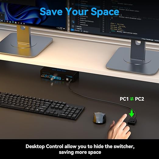 4K@144Hz Displayport KVM Switch 2 Monitors 2 Computers USB3.0 KVM Switch Dual - Image 7