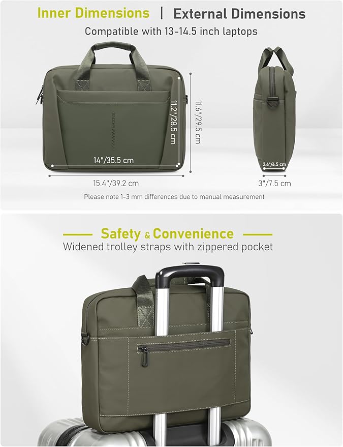 13-14 Inch Laptop Shoulder Bag Business Briefcase Water Resistant Computer - Image 6