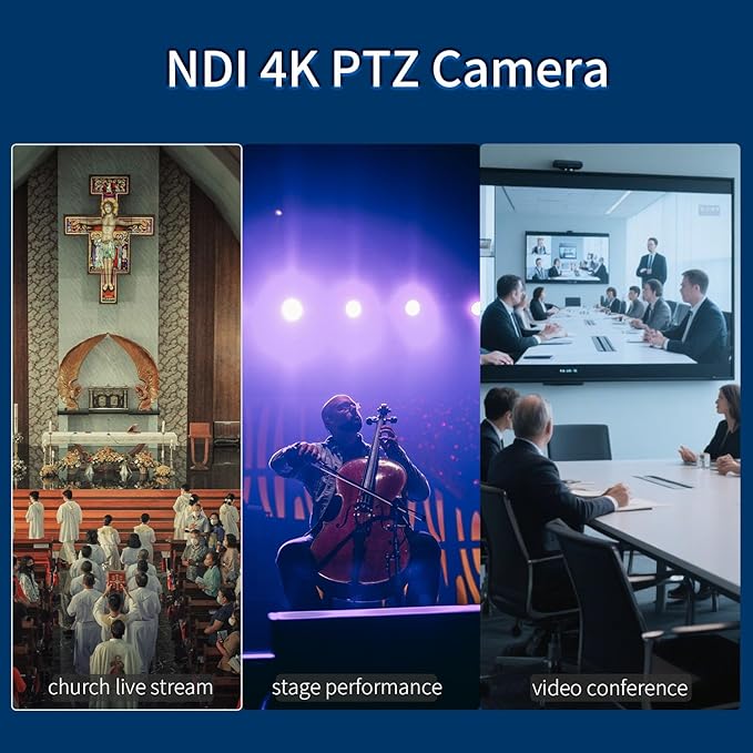 4K NDI PTZ Camera with AI Auto Tracking 21X Optical Zoom HDMI/SDI/USB 3.0/PoE/IP - Image 8
