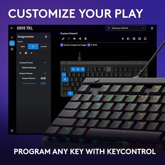 Logitech G515 TKL Wired Low Profile Gaming Keyboard, Fully Customizable RGB - Image 5