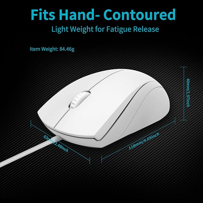 Rapoo N1600 3-Button Quiet Wired Mouse, 1000DPI Optical Mouse, Quiet Button - Image 9