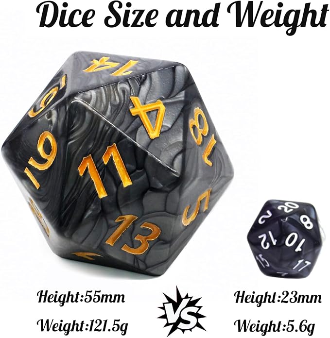 20 Sided DND Dice, D20 Giant Polyhedral Dice, 55mm Titan Large Pearl Color D20 - Image 2