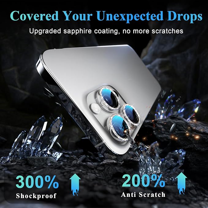 YWXTW Designed for iPhone 16 Pro/iPhone 16 Pro Max Camera Lens Protector Bling - Image 3