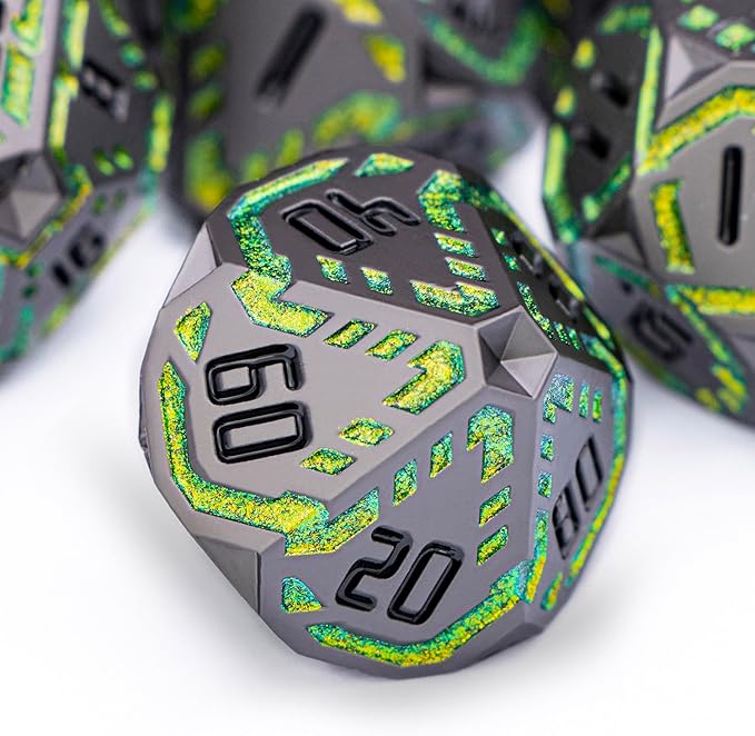 Metal DND Sci-fi Dice Set 7PCS Stripe Polyhedral Dice - Image 4