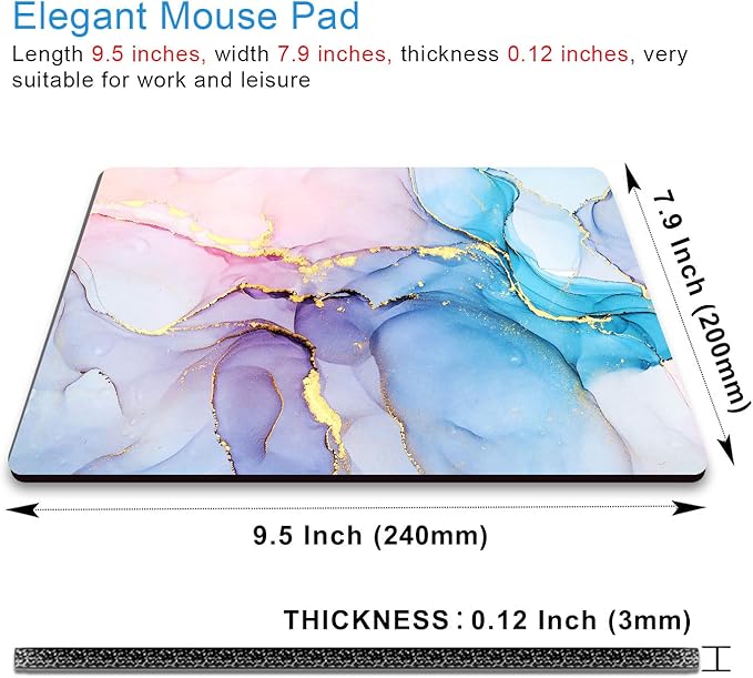 IMAYONDIA Blue Pink Ink Marble Mouse Mat, Custom Design Non-Slip Rubber Base - Image 2