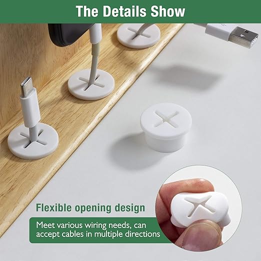 20Pcs Desk Grommet, 3/4" White Silicone Cord Hole Cover, Flexible Rubber Wire - Image 4