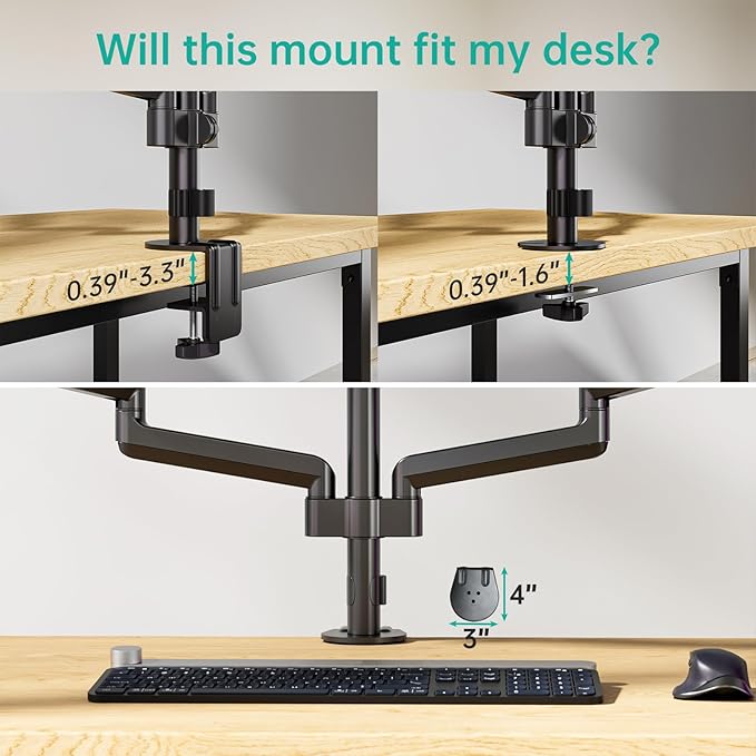 WALI Triple Monitor Mount for 13-27 inch Screens, Adjustable 3 Monitors Desk - Image 8