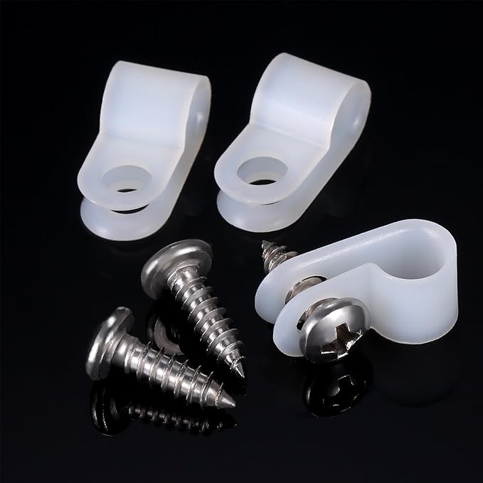 Hicarer 50 Pack R-Type Cable Clip Wire Clamp, Nylon Screw Mounting Cord - Image 4