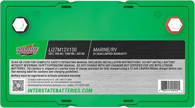 Interstate Batteries 12V 100Ah Group Size 27M Lithium Marine/RV Deep Cycle - Image 9