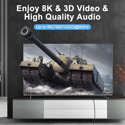 8K 4K HDMI Cable 3.3FT, High Speed Braided HDMI to HDMI 2.1 Cord Supports - Image 6