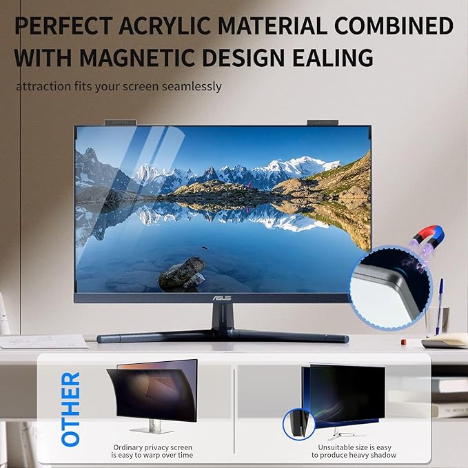 Magnetic Monitor Privacy Screen 27 inch, 9H Hanging Privacy Screen - Image 5