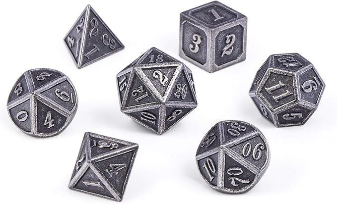 DnDnD Acient Silver Metal DND Dice Set, Pathfinder, Savage World and Table Games - Image 8