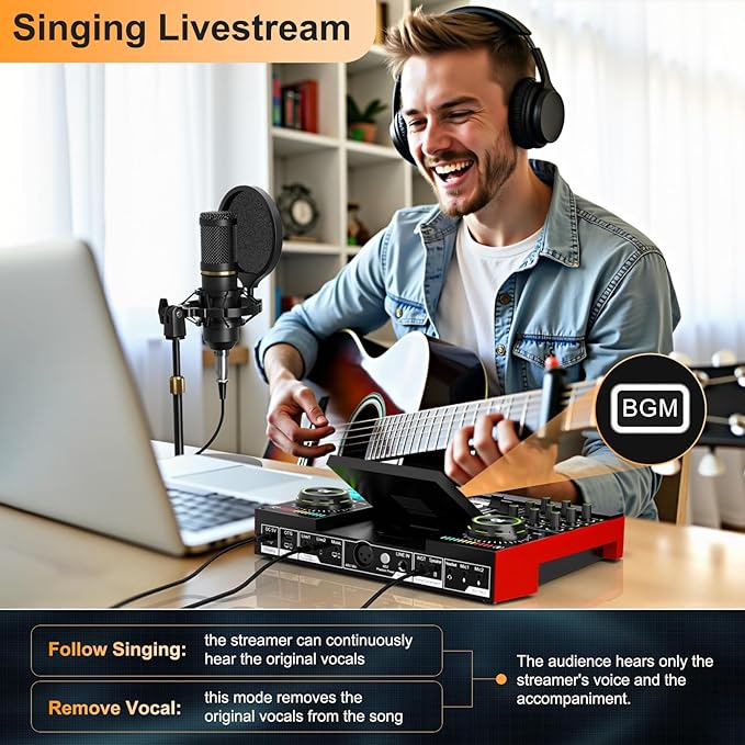 Podcast Microphone Bundle with Live Sound Card Audio Mixer, Podcast Equipment - Image 9