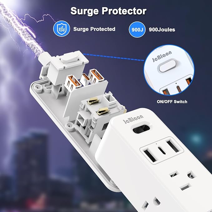 Extension Cord with Multiple outlets, 10 Ft Braided Power Cord, 6 Widely - Image 6