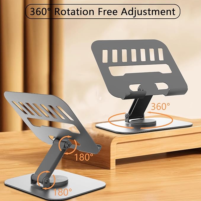 Larger Metal Tablet Stand, Adjustable 360° Rotation Tablet Holder Compatible - Image 2