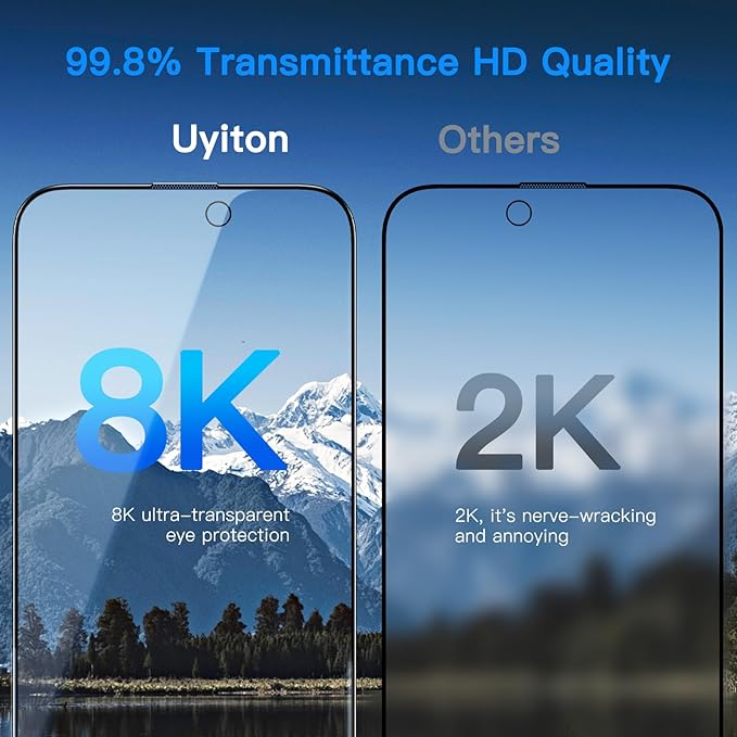 Uyiton Anti-Blue Light for iPhone 15 Pro Max Screen Protector - Image 7