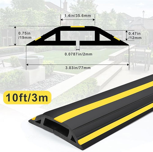 10 ft Floor Cable Cover Protector, Heavy Duty PVC Duct Easy to Unroll, Prevent - Image 2