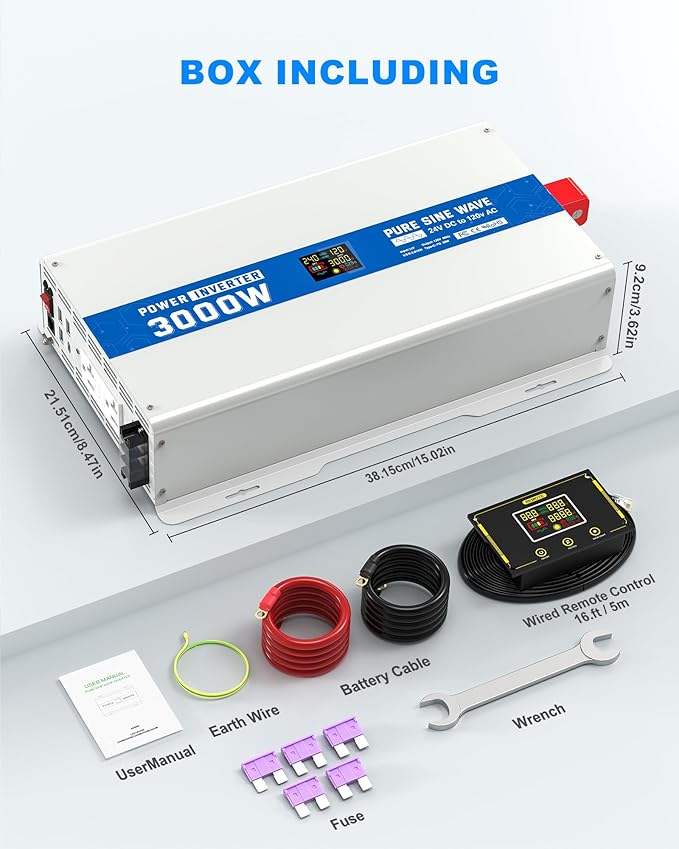 3000W Pure Sine Wave Power Inverter 24V DC to 120V AC Converter 6000 Watt Peak - Image 8