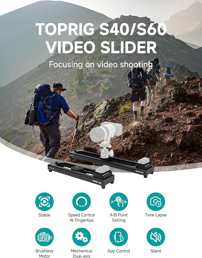 Accsoon Toprig Motorized Camera Slider, 120° Panoramic Shooting, - Image 2