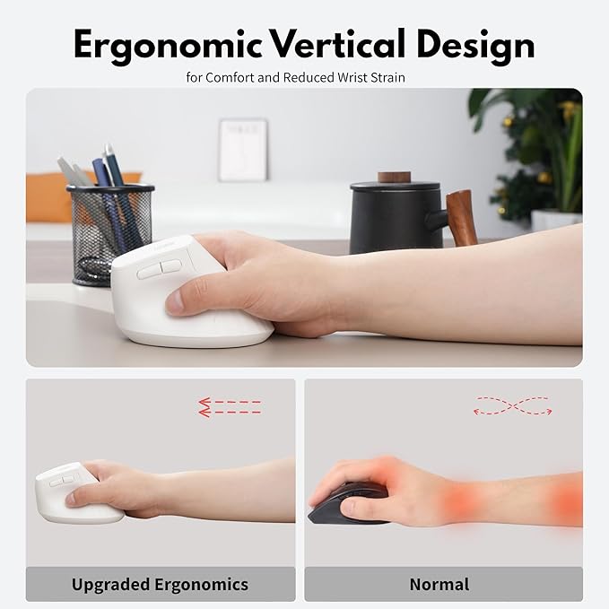 Vertical Mouse Wireless, 2.4G Rechargeable Mouse - Image 3