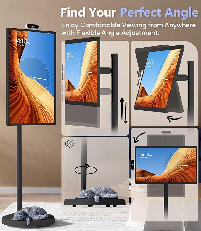 Cozyla Mate 32 Inch Mobile Portable TV Stand on Wheels Support Google Store - Image 4