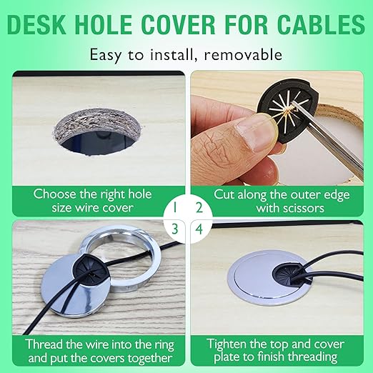 1 Pcs Desk Grommet 2-3/8" / 60 mm, Desk Cord Hole Cover, Cable Grommet Metal - Image 4