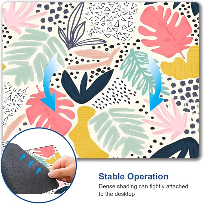 Mouse Pad, Abstract Leaves Mouse Pad, Square Mouse Mat Waterproof Non-Slip - Image 3