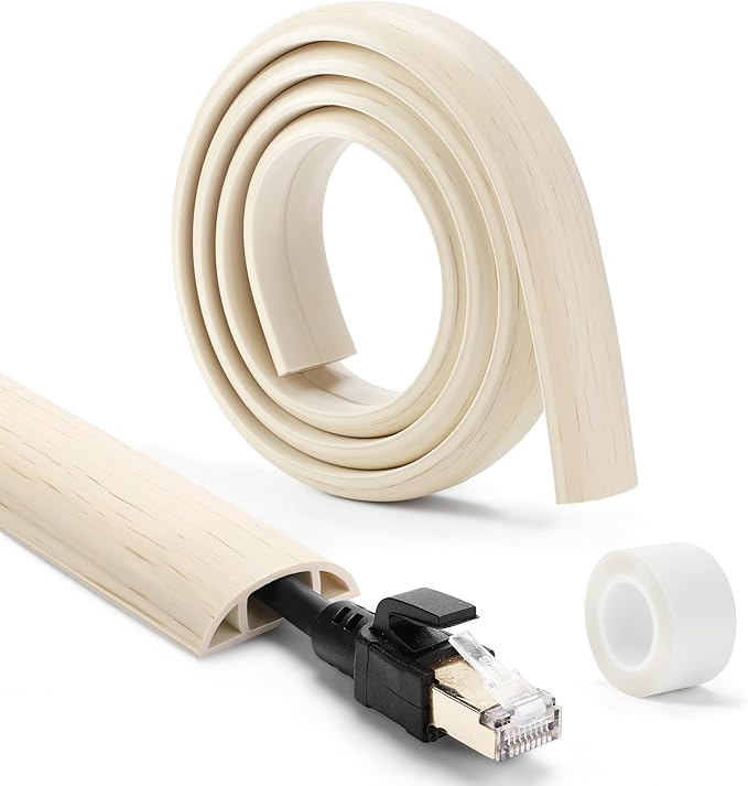 Floor Cord Cover 4ft, Cord Hider Floor Beige Maple Wood, Floor Cable Management - Image 4