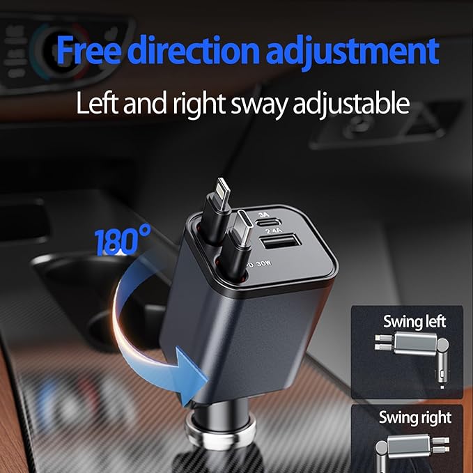 Mini Retractable Car Charger, 87W Car Accessories Adapter - Image 6