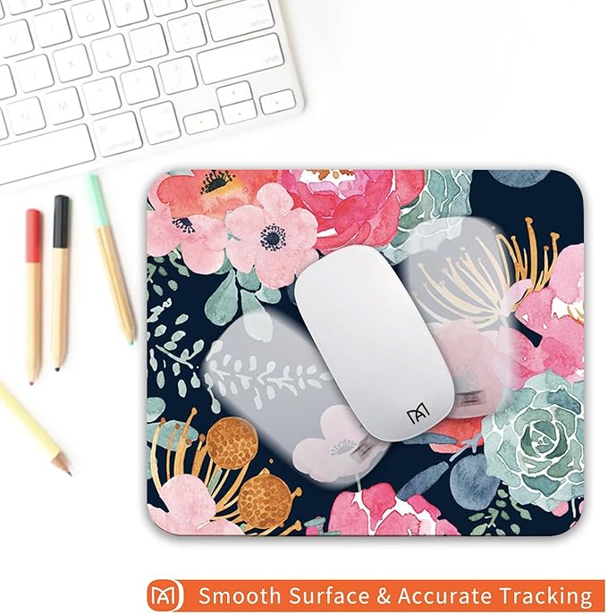 Square Mouse Pad Pink Flower, Personalized Premium-Textured Custom Mouse Mat - Image 4