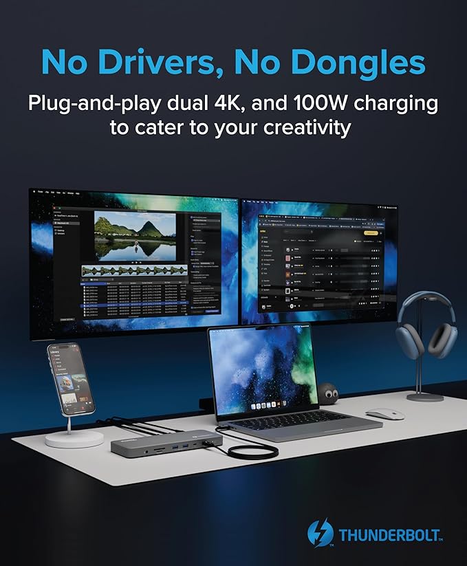 Plugable Thunderbolt 4 Dock for M4 MacBook Air & Pro: 100W Charging Driverless - Image 3