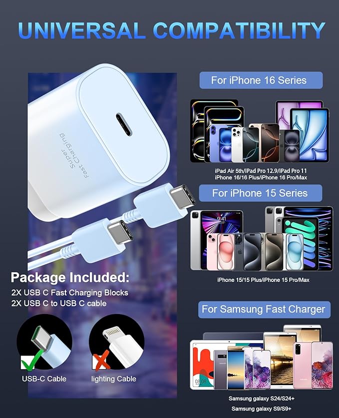 Phone 15 Charger, 30W USB C Fast Charger Block & 10FT Long C to C Fast Charging - Image 4