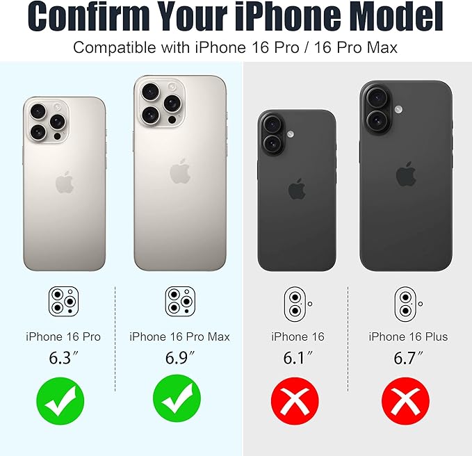 AGVEE 3+3 6 Pack for iPhone 16 Pro 6.3" / 16 Pro Max 6.9" Camera Lens Cover - Image 2
