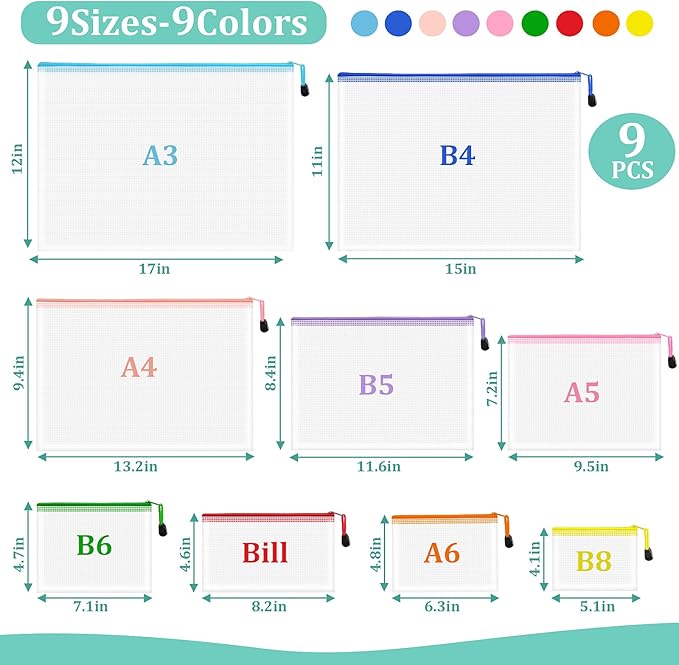9pcs Mesh Zipper Pouch Bags, 9 Sizes Zipper Pouch, Mesh Bags - Image 2