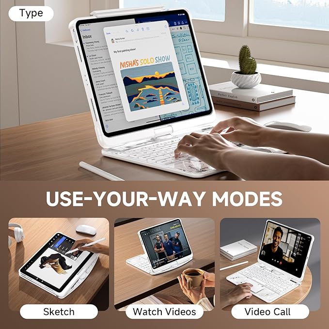 Transparent Case with Keyboard for 2024 iPad Pro 11-inch, with 7-Color Backlit - Image 5