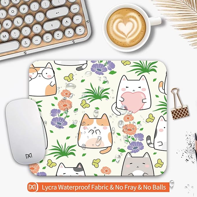 Square Mouse Pad Cute Cat, Personalized Premium-Textured Custom Mouse Mat Design - Image 3