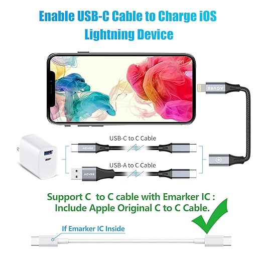 AGVEE 2 Pack 4 inch USB-C Female to Lightning Male Adapter, 30W Fast Charging - Image 5