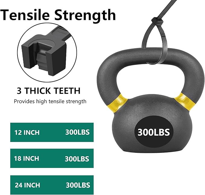 Zip Ties Assorted Sizes 300 Pack, 12+14+18 Inch, 300LBS Tensile Strength Heavy - Image 3