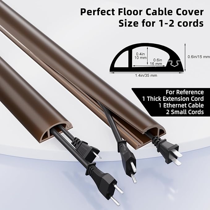 9.8ft Floor Cord Cover, Silicone Wire Hider, Hide Extension Cords, Protect Cords - Image 2