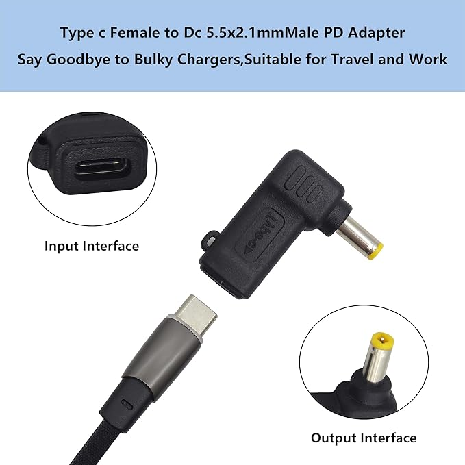 90W PD USB C to DC5525 Power Converter Type to DC 5525 Laptop Charging Adapter - Image 5