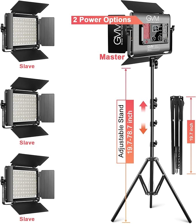 RGB Full Color LED Video Light, GVM 3 Pieces Photography Lighting Kit - Image 5
