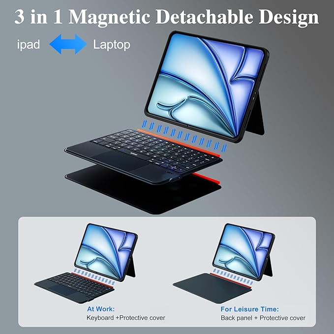 WIWU for iPad Keyboard Case 11 Inch A16 11th /10th Gen 3 in 1 Magnetic - Image 3