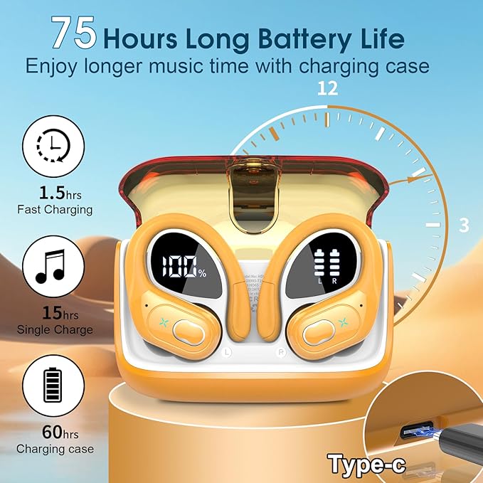 Wireless Earbuds 75hrs Bluetooth 5.4 Headphone Sport, 2025 Bluetooth Earbuds - Image 2