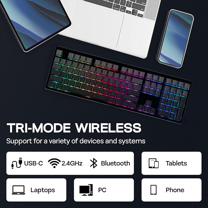 EPOMAKER TH108 Full Size Mechanical Keyboard, Wireless Gaming Keyboard - Image 4