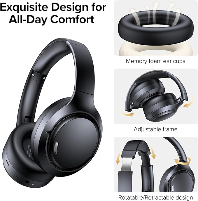 TAGRY Hybrid Active Noise Cancelling Bluetooth Headphones ENC Mic Clear Call - Image 6