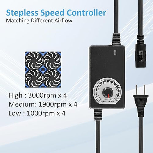 120mmx4 480mm Adjustable Computer PC Vent Fans 3-12V Speed Controller - Image 2
