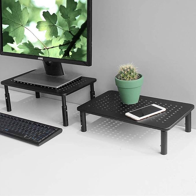 Bracwiser Monitor Stand Riser, 3 Level Height Adjustable Desktop monitor stand - Image 2