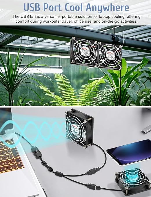 Wathai 80mm x 80mm x 25mm USB Fan 5V - Image 4