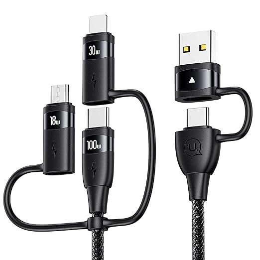 100W USB C Multi Charging Cable, USAMS 4FT 5-in-1 5A Fast Sync Charger Adapter by USAMS