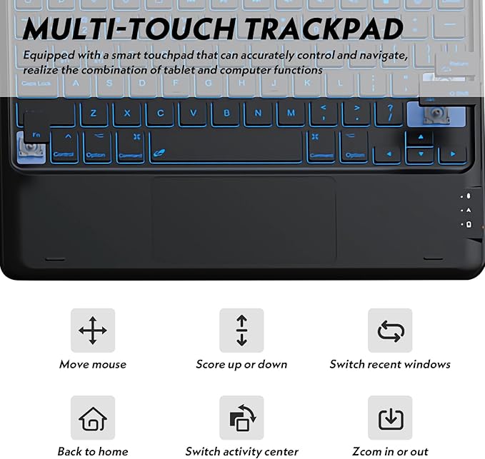 Keyboard Case for iPad Pro 12.9 Inch 2017/2015, 7 Color Backlit, Detachable - Image 3